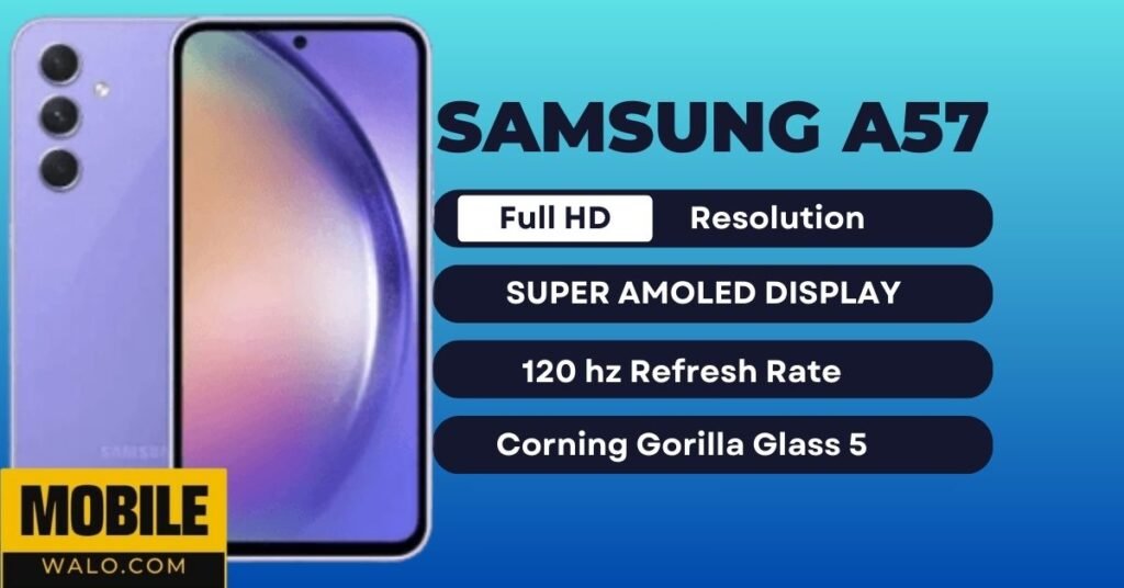 Display of Samsung galaxy a57